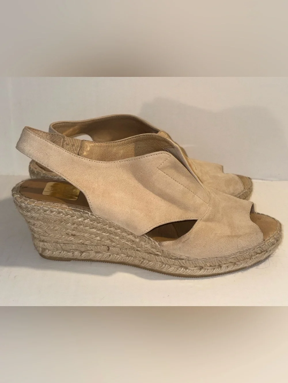 Anthropologie Kanna Tan Suede Wedge Espadrilles 9.5/41